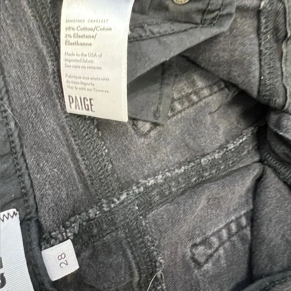 💥3/$50 PAIGE Black Skinny Jeans with Stretch Fit and Moto Zipper Pockets | Sz 28